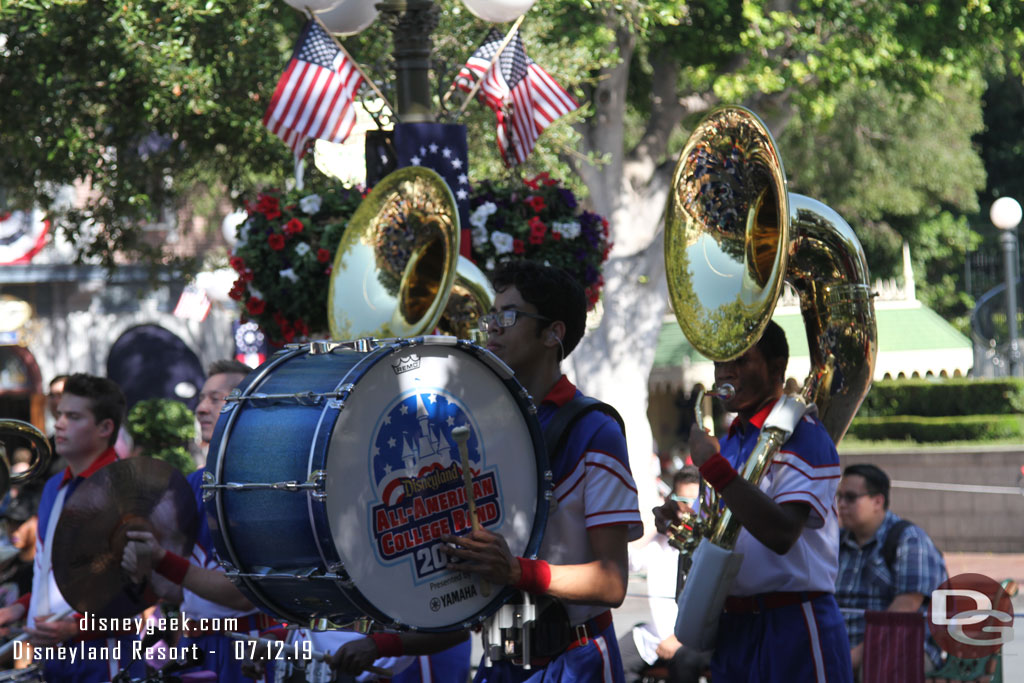 Stopped by Town Square for the Nightly Flag Retreat featuring the 2019 Disneyland Resort All-American College Band.