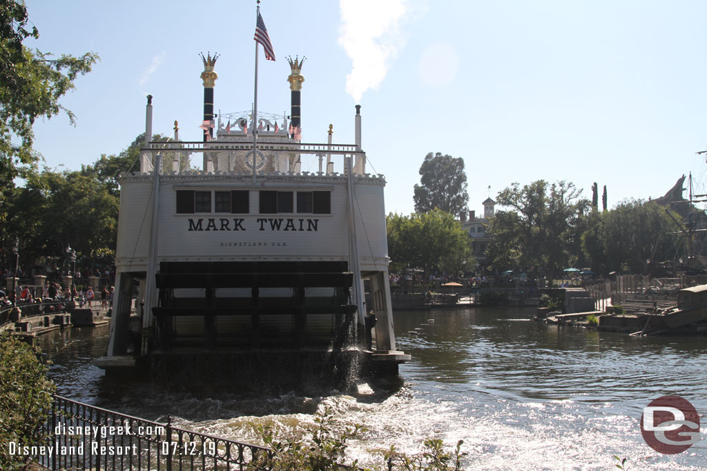 The Mark Twain Riverboat steaming by.