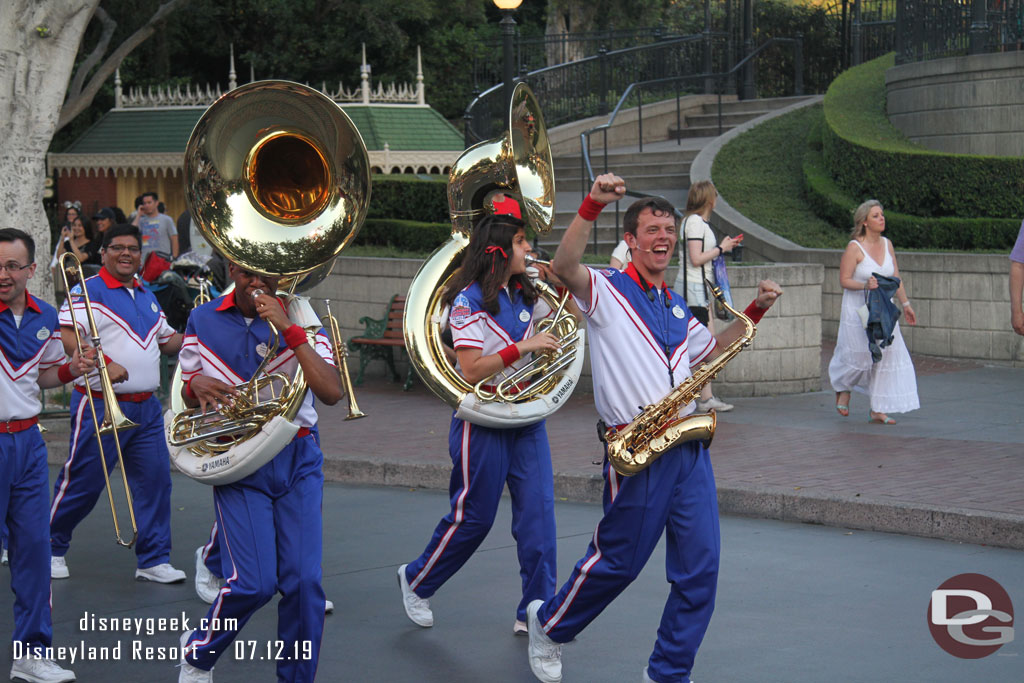 7:35pm performance by the 2019 Disneyland Resort All-American College Band in Town Square.