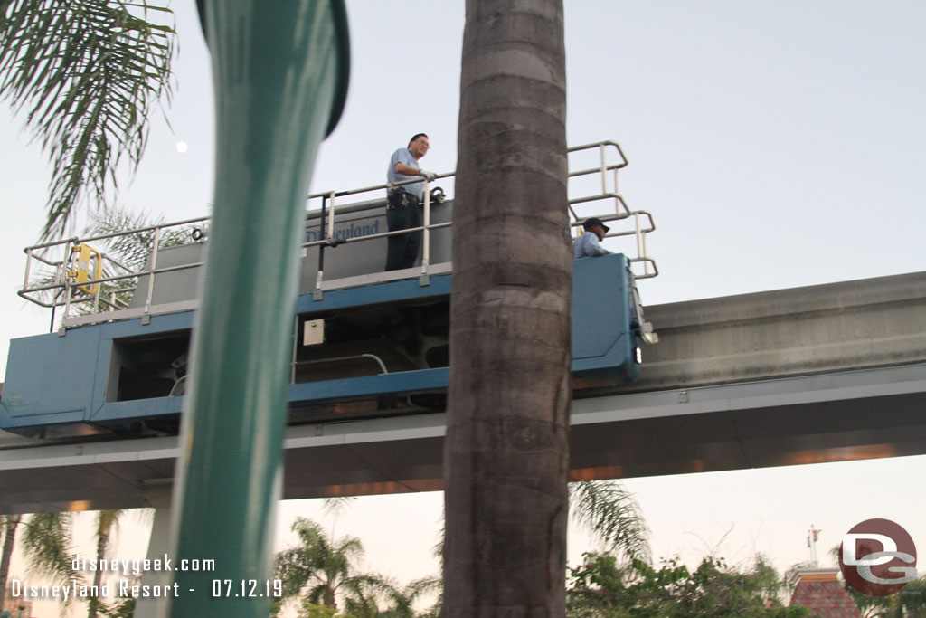 Disneyland Monorail is down and a tow is on its way to retrieve it.