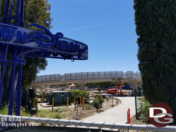 From the corner of Magic Way and Disneyland Drive.  In the foreground the walkway.  In the distance the ramp from the bridge.