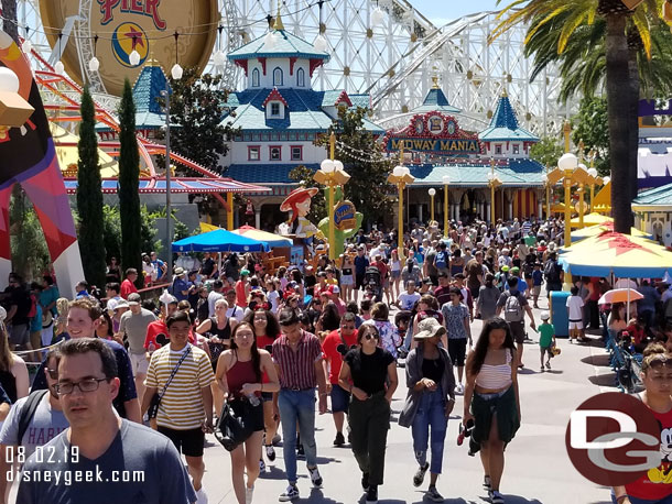 Pixar Pier had a good number of guests moving around.