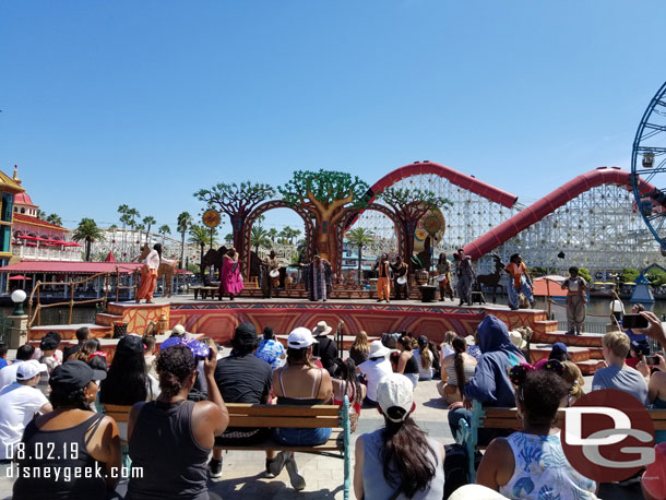 Tale of the Lion King has had a cast reduction.  The show no longer has dancers on ground level.  Just the performers on the stage.