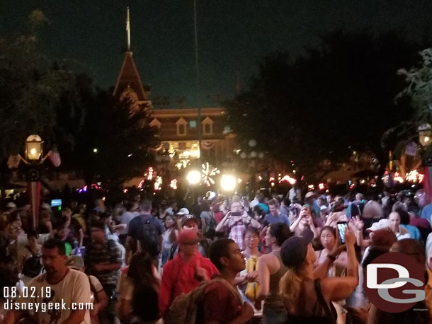 Afterwards the street is filled with guests for Disneyland Forever as well as some leaving and others trying to find their way into the park.