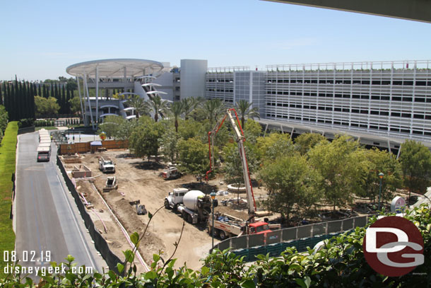 An overview of the tram plaza work.  