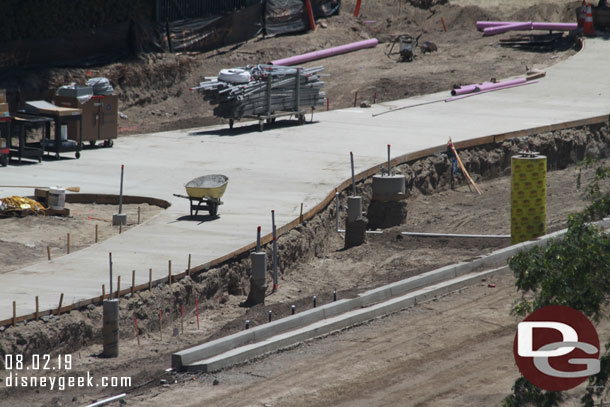 In the foreground the curb is marking where the parking lot will return to.