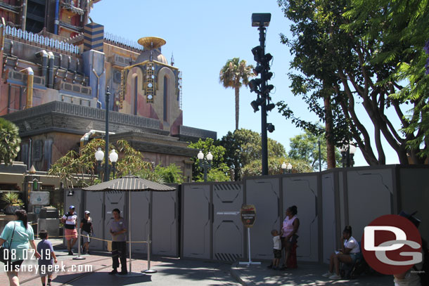 No visible progress from street level near the Guardians of the Galaxy.