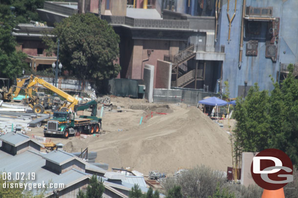 A large mound of dirt forming a berm.  Wonder if this is how the first phase will open and this will block out the construction for the later phase or if this is a temporary pile.