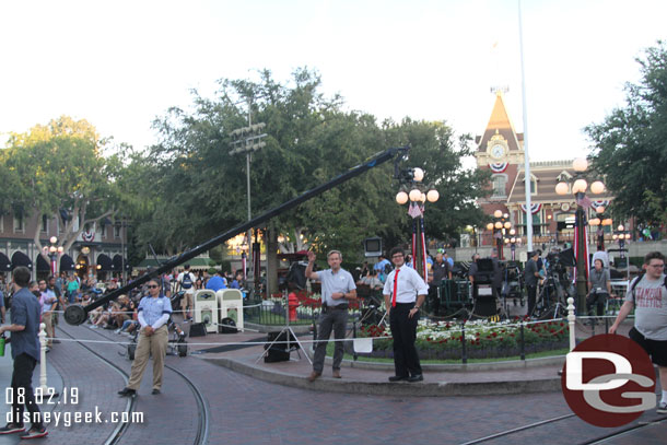 Disney Parks Blog live webcasted the return of the parade.  Here they are setting up in Town Square.