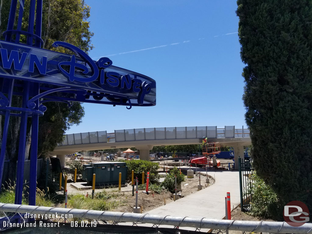 From the corner of Magic Way and Disneyland Drive.  In the foreground the walkway.  In the distance the ramp from the bridge.