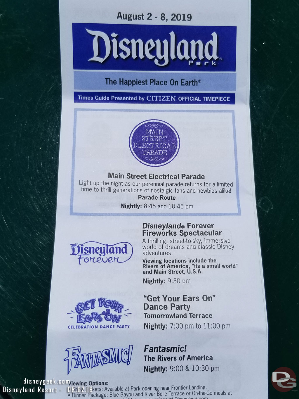 The Main Street Electrical Parade returns this evening to Disneyland and is featured on the times guide.