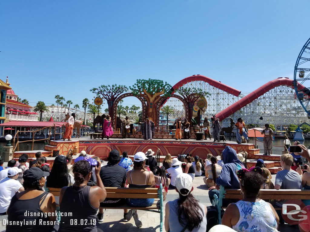 Tale of the Lion King has had a cast reduction.  The show no longer has dancers on ground level.  Just the performers on the stage.