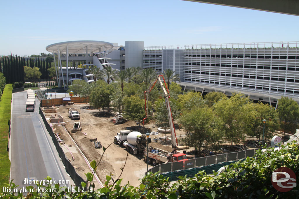 An overview of the tram plaza work.  