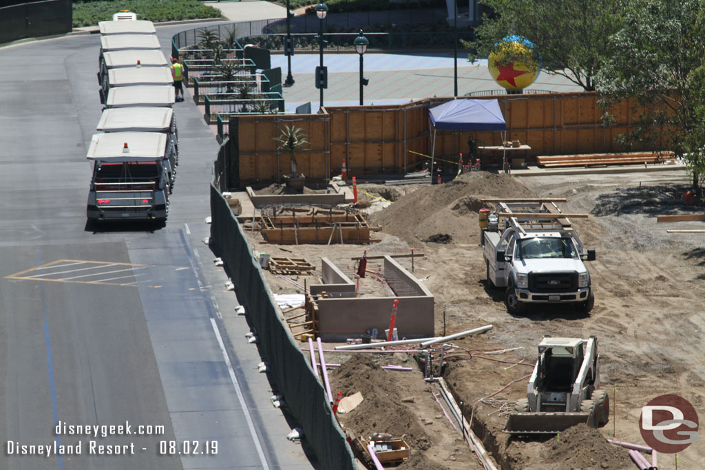 The ramp for tram unload is taking shape with concrete walls installed.  Conduit is being extended through the stop for various functions.