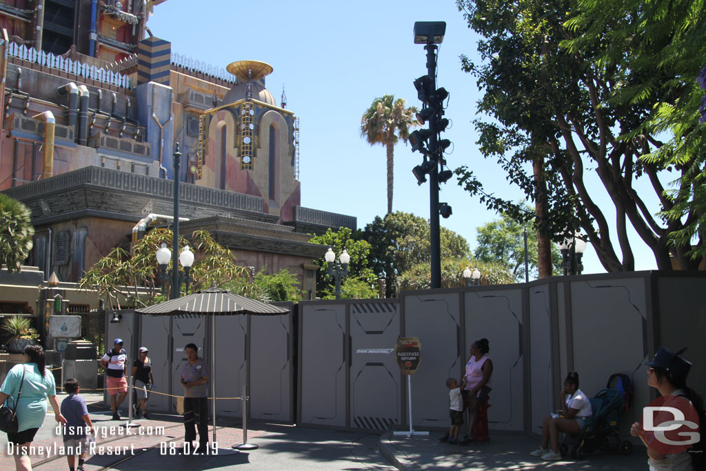 No visible progress from street level near the Guardians of the Galaxy.