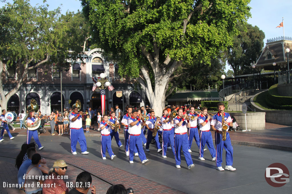 The All-American College Band arriving for their 6:00pm set.  They only have one more week left in their summer.  Next Friday is their last day.