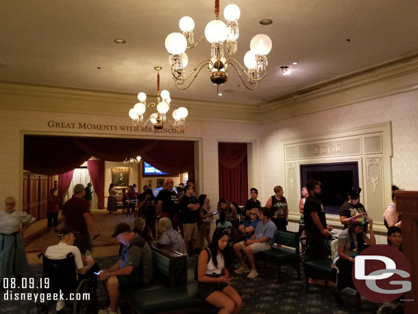 In the Opera House lobby there was a queue set up wrapping around the Great Moments lobby area.