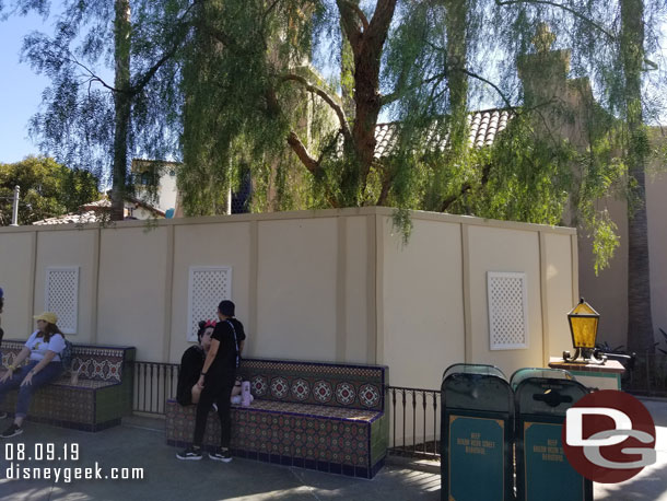 Next stop Disney California Adventure.  As you enter the park you are greeted with walls up around the Red Car stop.