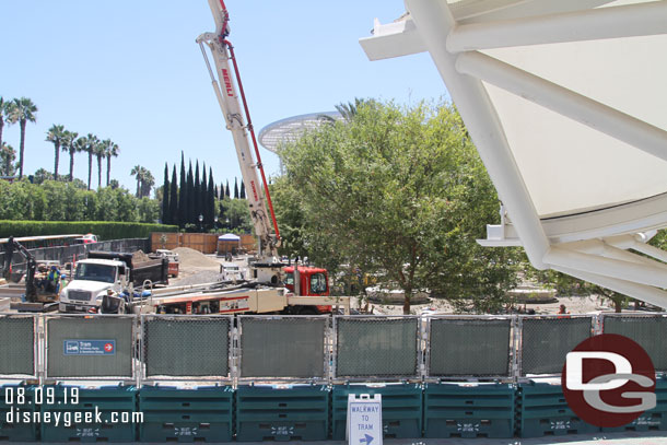 A look into the new tram plaza area.  More planters are taking shape.