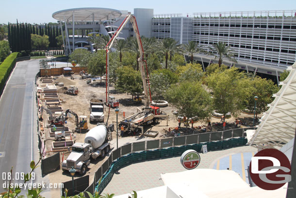 Concrete has been poured for the tram drop off planters on the left side since my last visit.