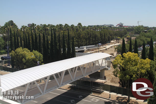 The bridge over Magic Way and beyond it the walkway to Downtown Disney.  This is scheduled to open next month.