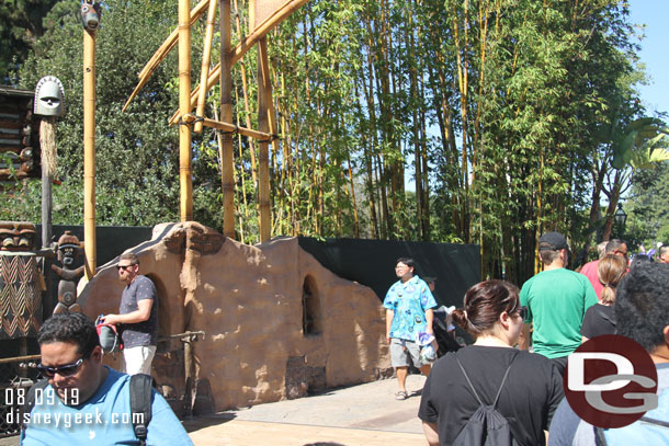 Work on the entrance to Adventureland continues.  Some walls are up still along the water.