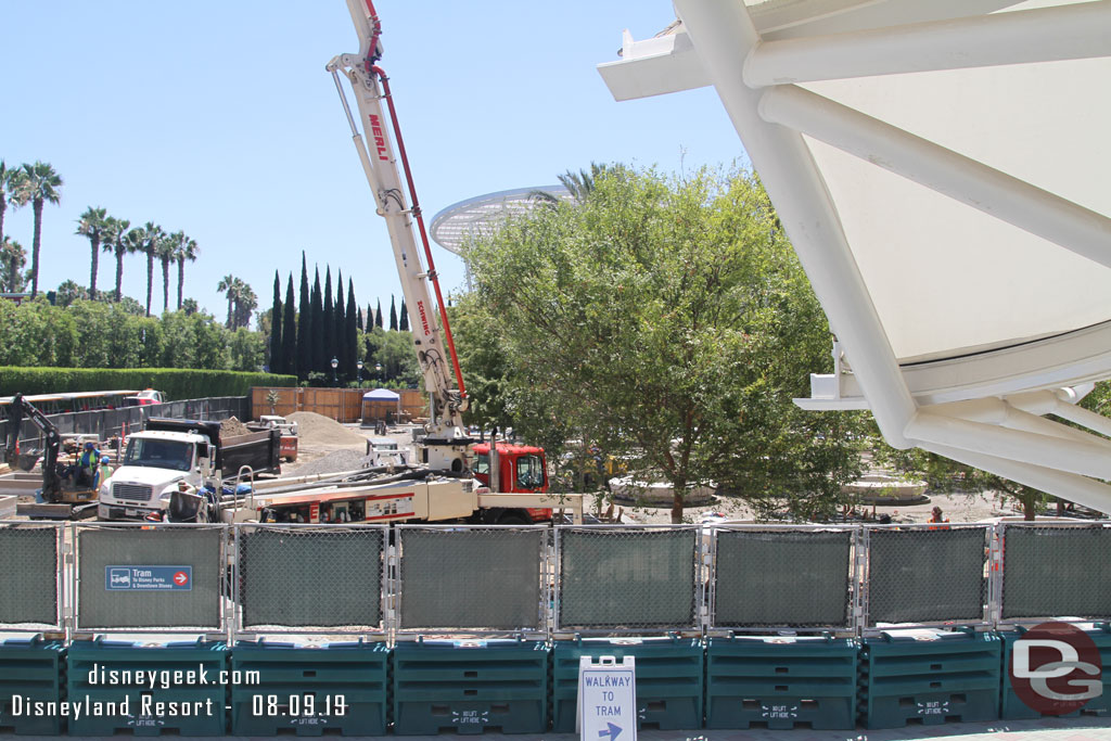 A look into the new tram plaza area.  More planters are taking shape.