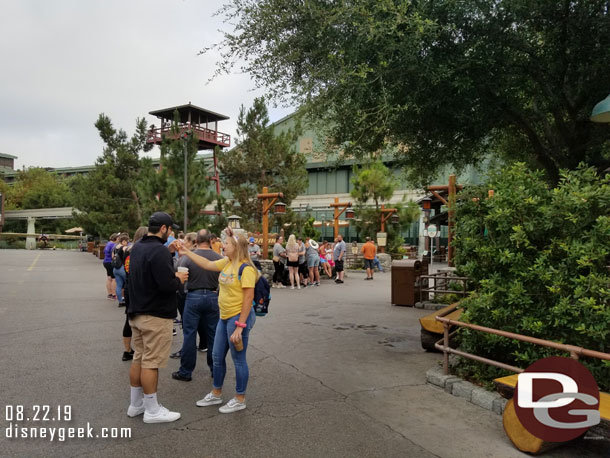 They had not opened the queue yet and there were maybe 50 guests in line waiting.  It was still about 10 minutes prior to park opening.