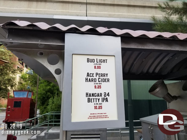 Noticed some alcoholic beverages on the popcorn cart menu.. they have most likely been there for a while/long time but the menu jumped out at me this morning.