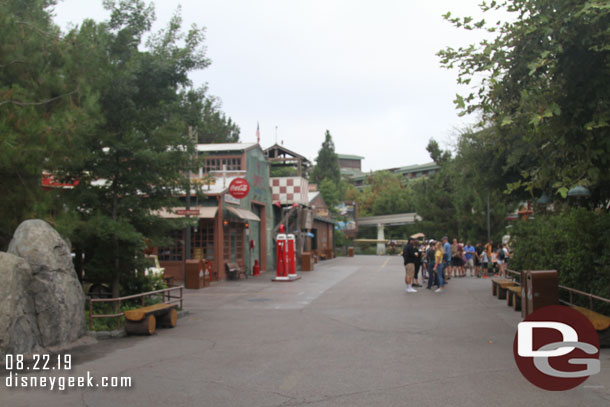 The Soarin queue was out to the walkway.