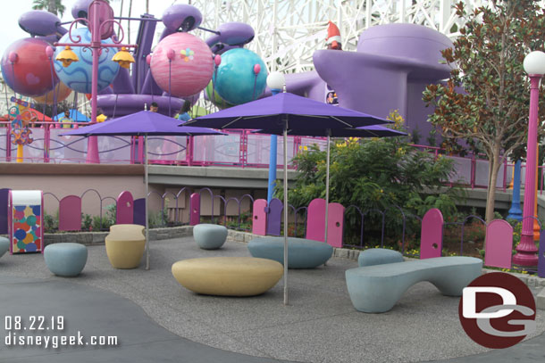 Walking back past the Emotional Whirlwind.  Umbrellas have been added to the seating area since my visit a few weeks ago.