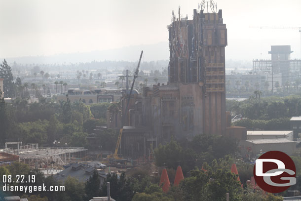 A crane was on site working this morning on the Avengers facade.