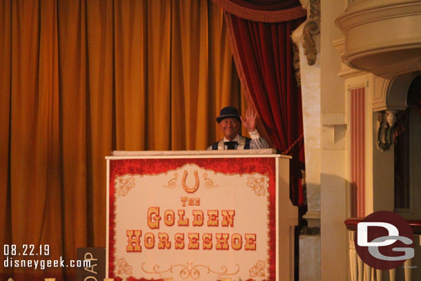 Stopped by the Golden Horseshoe and had a nearly private concert due to the low crowd this morning.