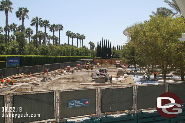 The tram drop off on the left continues to take shape.