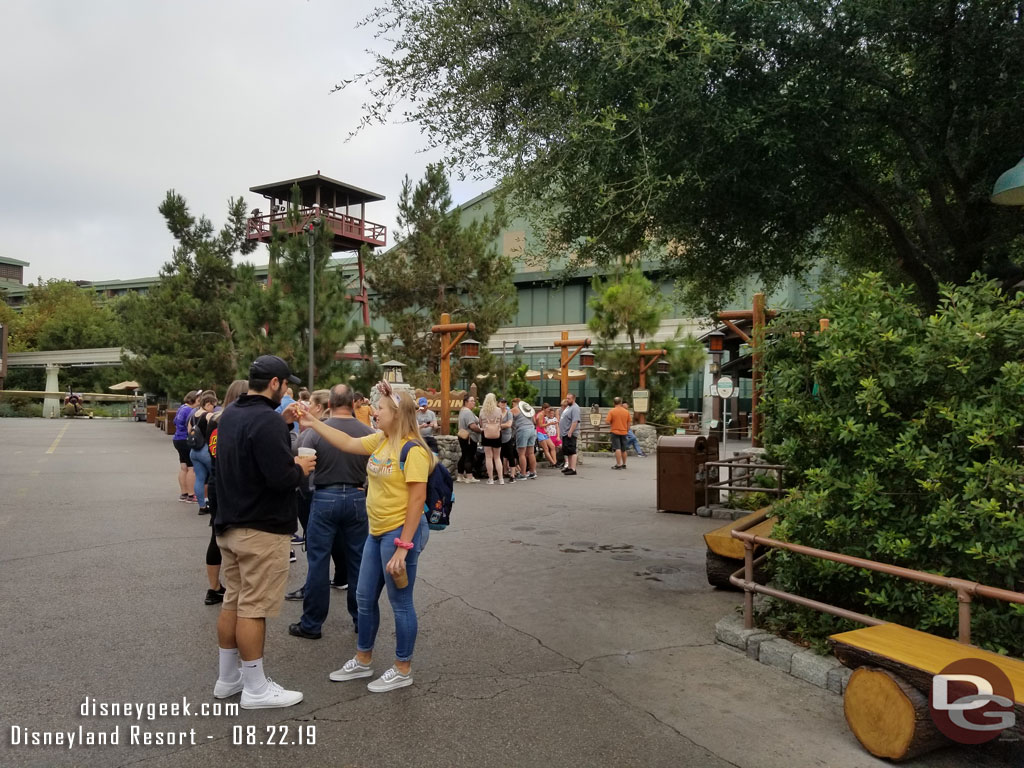 They had not opened the queue yet and there were maybe 50 guests in line waiting.  It was still about 10 minutes prior to park opening.