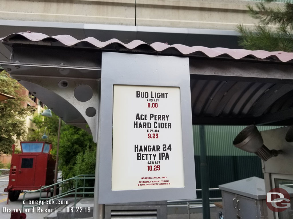 Noticed some alcoholic beverages on the popcorn cart menu.. they have most likely been there for a while/long time but the menu jumped out at me this morning.