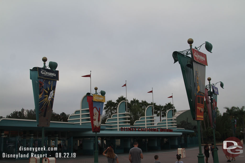 Making my way toward Disney California Adventure, still 20 minutes until opening but you can enter Buena Vista Street.