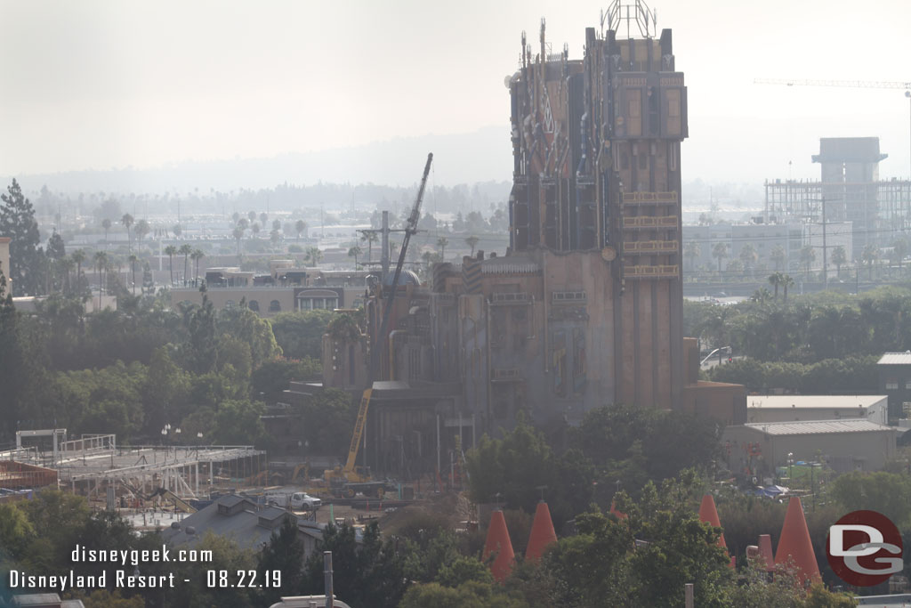 A crane was on site working this morning on the Avengers facade.