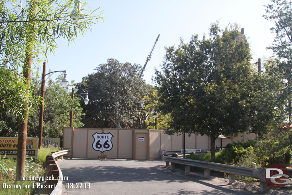 Looking toward the future Avengers Campus from Cars Land.