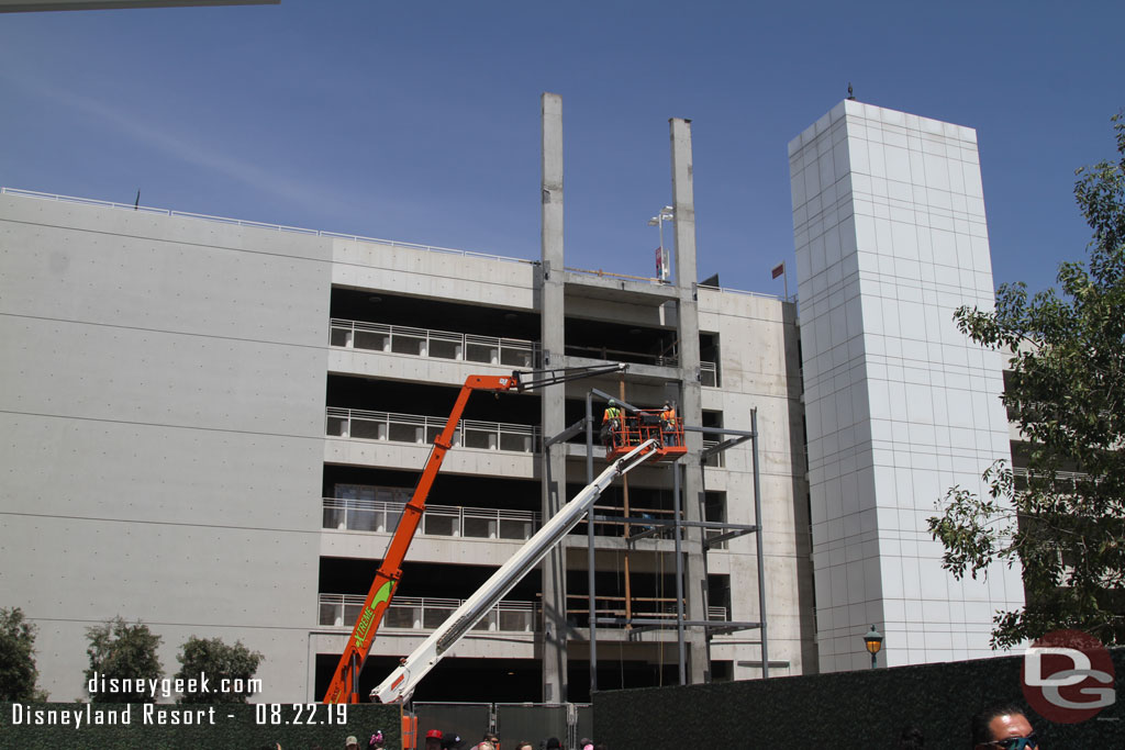 The concrete work for the new elevators is finished and they are assembling the steel structure now.