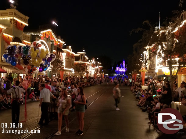 Found a spot for the Main Street Electrical Parade just before showtime.