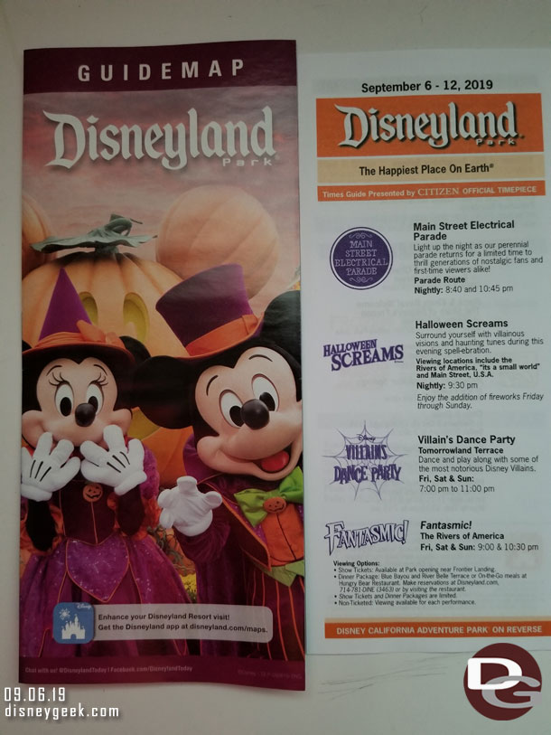 Disneyland Halloween Time Park Map & Times Guide