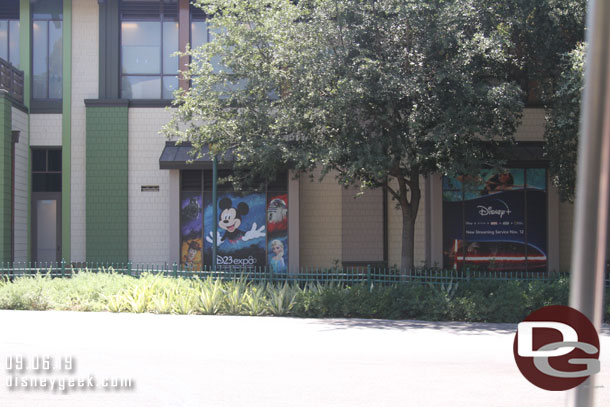 D23 Expo advertisement is still up at the tram stop.