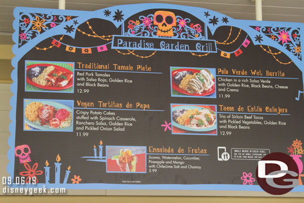 Paradise Garden Grill menu