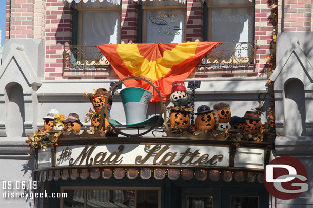 Main Street USA is decked out for the season as usual with bunting and pumpkins.