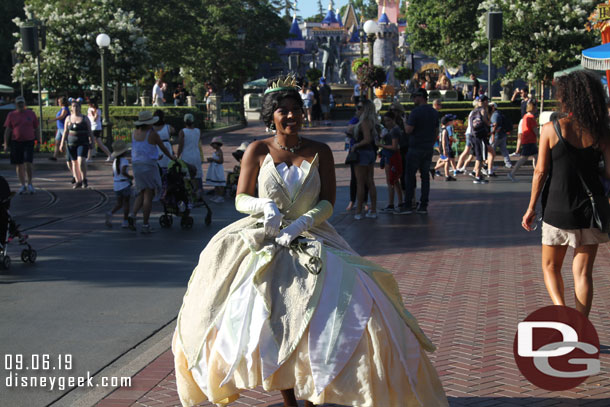 Princess Tiana out for a stroll on Main Street USA