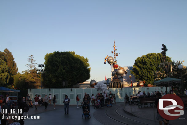 Work is still underway on the Tomorrowland entrance area.