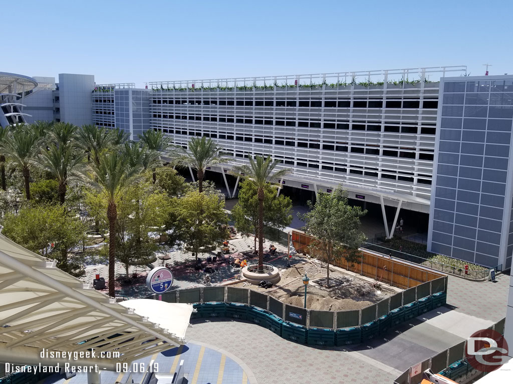 No pavers in this area yet.  Guessing the fences will be reconfigured soon and this area plus the temporary/current walkways will be redone.