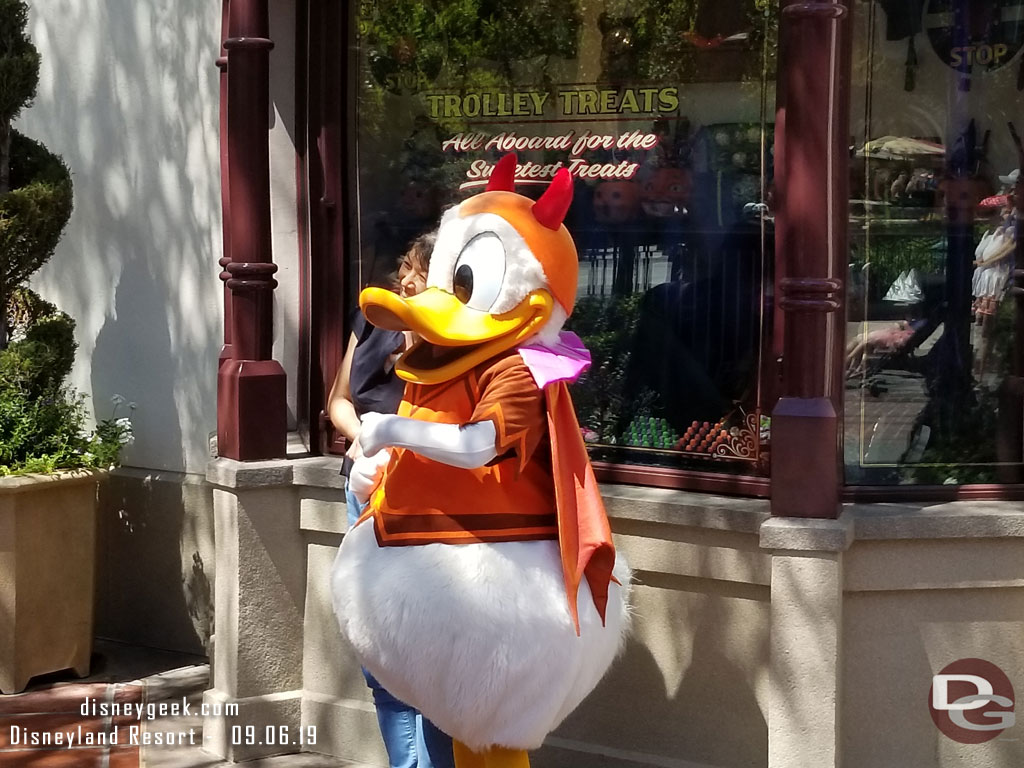 Donald dressed up and greeting guests on Buena Vista Street.