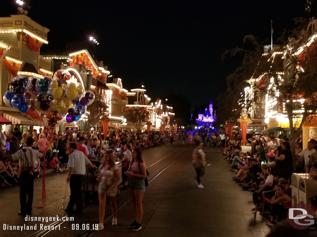 Found a spot for the Main Street Electrical Parade just before showtime.